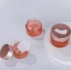 Scrub Bottiglia di crema di vetro con tappo in oro rosa Contenitore cosmetico rosa Barattolo di imballaggio per campioni di trucco da 5 g - 100 g