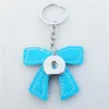 Pu Leather Bowknot Keyrings Girl Jewelry 18mm Snap Button Keychain Socket For Women 12 Pieces / Lot Assorted Colors