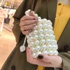 Shopping Bags Bolso De Noche Perlas Tejidas a Mano Para Mujer Mini Bolsa Cruzada Lujo Con Solapa y Cuentas 220303