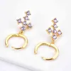 ANDYWEN 925 Sterling Silver Gold Purple Cross Pendant Collana Chain Drop Earring Circle Hoop Luxury Women Jewelry Crystal