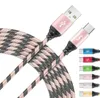 Micro USB Charging Charger Cable 3FT Long Premium Nylon Braided TYPE C Sync Matel data Wire Cord for Android Samsung Cellphone Smart 1CM