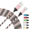 Micro USB Ładowarka Ładowarka Kabel 3FT Długie Premium Nylon Pleciony Typ C Synchronizacja Matel Dane Przewód drutu dla Androida Samsung Telefon Smart 1 CM