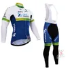 Orica Edgegreen Takım Özel Yapımı Bisiklet Uzun Kollu Jersey Bib Pantolon Set Sıcak Satış MTB Bisiklet Giyim Açık Spor Bisiklet Setleri Y21031620