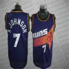 مخصص الرجال شباب شباب Sunss 7 Kevin Johnson 9 Dan Majerle Black White Purple Throwback Basketball Jersey 235V