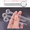 Cheap 10CM Length Pyrex Glass Oil Burner Pipe Clear Heady Water Hand Pipes Smoking Accessories for dry herb spoon pipe with large in stock