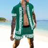 Fashion Men's Summer Tracksuits Hawaii Short Sleeve 2pcs set High Quality Printed Shirt Tops Shorts Sets Clothes