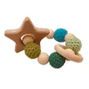 DIY Baby Molars Toy Building Blocks Animal Bracelet Log Natural Non Toxic Bead Crochet Wool Beads Bracelet Toddler Wooden Teether 8310064