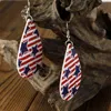 2021 Wholesale Cross-border Leather Print Earrings American Flag Five-pointed Star Earrings Dangle Earrings Q0709