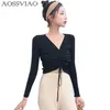 Aossviao Sexy Lace Up Knitting Pullover Top Moda Jesień Sweter Zimowy Kobiety Chic Pink V-Neck Knit Slim Jumper Pull Femme 211124