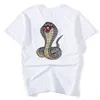 T-Shirt brodé décontracté pour hommes, Hip Hop serpent, hauts d'été en coton, t-shirts à manches courtes