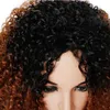 Syntetiska peruker krysma ombre rött vin kort lockig peruk för kvinnor hår fullt med curl 2021 modemotståndande
