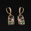 Luxury Colorful and Rhinestone Drop Earrings for Women Classic Fashion Gold Color Metal With Purple Stone Brand Earring