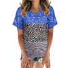Women's Blouses & Shirts Summer Casual Short Sleeved Top V Neck T Shirt Female Leopard Printed Fashion Sexy Clothing Graphic 2021