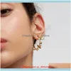 & Earrings Jewelrygeometric Gorgeou Gold Plated Fashion Women Jewelry Spring Wreath Flowers Linked Band Hie Hoop Earring For Girl Drop Deliv