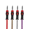 Vnew high quality colorful Nylon Braid 3.5mm male to 3.5mm male Headphone Audio Cable for mobilephone