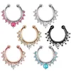 17*15mm Zircon Fake Septum Piercing Nose Ring Hoop For Girl Men Faux Body Clip Rings Jewelry Non-Pierced