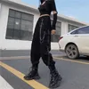 Houzhou Gothic Harajuku Zwarte Ketting Cargo Broek Dames Streetwear Koreaanse stijl Oversize Harembroek Goth Punk Plus Size Broeken Q0801