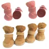 Vêtements pour chiens chaussures de Noël en peluche antidérapant bottes mignonnes neige marche chiot hiver baskets forme animal de compagnie chaud