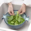 Mei'anju Doppelschicht rotierender Ablaufkorb, doppelt farbiges Wasser-Obstkorb, plastische Gemüsewaschkorb, Küche liefert kreativ