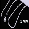 Aglover 50 stuks / batch promotie groothandel 925 sterling zilver 1 mm 16 18 20 22 24 26 28 30 inch slang ketting mode-sieraden