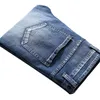 Mäns Jeans Cross Border Wear Hole Slim Light Blue Två Färg Lokomotiv Broderi Utländska Trade Byxor