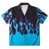 T-shirts T-shirts T-shirts T-shirts Hawaiiaans strand Shirts Hip Hop Fire Flame Casual Button Shirt Mens 2021 Zomer Mode Korte Mouw Tops