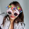 Mehrfarbige Happy Birthday-Brille, Unisex, glitzernd, Cosplay-Brille, Sonnenbrille, Fanny, niedlich, Party, süß, Creme, Kuchenglas, Neuheit, Dekoration, Geschenke, Spielzeug, G69CSGL