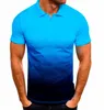 メンズファッションTシャツスポーツラペルグラデーションティーカジュアル半袖ティー通気性快適なポロシャツ暑い夏2021
