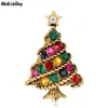 Spille, spille Wulibaby Albero di Natale vintage per donna Unisex con strass multicolore Anno Spilla Pin Gioielli Regali