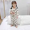 Humor Bear Jesień Dzieci Piżamy 2 sztuk Zestaw Polki Dot Drukowane Koszule Z Długim Rękawem + Spodnie Toddler Dzieci Bawełniane Wear 211130