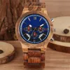 Montres-bracelets marron en bois hommes montre chronographe cadran calendrier affichage fermoir pliant plein bracelet en bois mode 2021 Quartz mâle horloge