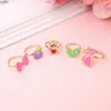 10pcs Cute Cartoon Kids Kawaii Korean Children Girls Flower Alloy Finger Ring Child Jewelry Gift Adjustable Rings