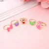 10pcs Cute Cartoon Kids Kawaii Korean Children Girls Flower Alloy Finger Ring Child Jewelry Gift Adjustable Rings