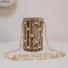 Kvinnors Pärla Korg Evensk Koppling Hollow Out Blommor Beaded Metallisk Koppling Purse Koreansk Bucket Handbag Party