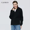 ملابس Gasman هوديس صلبة غير رسمية من النوع الثقيل للنساء من هوديس سستة طويلة الأكمام الشتوية شتاء جيب بلوزات محركت LJ201103