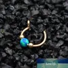 925 zilveren neus ring echte piercing sieraden goud gevulde neusring handgemaakte piercing 10mm hoepel kleine blauwe opaal echte piercing hoepels