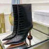 Crocodile Pattern Leather Short Boots Cup Heels Modern Shoes Woman Party Shoe Sexy High Heel Ankle Boot Women Pointed Toe