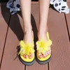 Women sandals Flowers Slippers summer flip flops Slippers womans Platform Shoes dames Slide Wedge Heel Thick Beach 210226