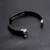 Blank Glaze Stainless steel buckle Bracelet Black Brown men leather bracelets wristband bangle cuff fashion jewelry will and sandy