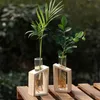 Crystal Glass Test Tube Vase in Wooden Stand Flower Pots for Hydroponic Plants Home Garden Decoration 507 R2