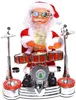 Dansen zingende kerstman speelt drum kerstpopmuziek