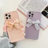 Cartoon Purple Bowknot Telefonväska till iPhone 12 11 Pro Max x XR XS Max 7 8Plus Tassel Case Soft TPU Cover Case för iPhone12Pro