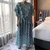 Korejpaa Dames Jurk Zomer Koreaanse Chic Frans Retro Stijl Lotus Blad Stitching Geplooid Puff Sleeve Bloemen Vestidos 210526