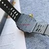 Top digite a versão Skeleton Dial All Fiber Pattern Case Japan Sapphire Mens Watch Rubber Designer Sport Watches 98