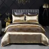 Dropshipping casamento conjuntos de cama de luxo Jacquard Duvet capa conjunto de casamento de ouro 2/3 pcs bedclothe rainha rei 210317