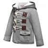 Baby Boys Jacka Höst Vinter Varm Bomull Barn Fritid Zipper Tre Breasted Buckle Hooded Coat 1-5 år gammal Kid Kläder 211203