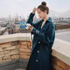 Kamek Trench Coats Vintage Fashion Lange podwójnie piersi Vrouwen Trenchcoats Met Riem Lady Stofdoek Jas Vrouwelijke Mantel