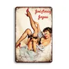 2021 Vintage Sexy Pin-up Meisje Douche Poster Metalen Teken Retro Man Cave Wall Arts Poster Tin Plate Chic Bathroom Cave Sign Home Room Decor