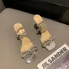 Elbise Ayakkabı Zarif Kadın Sandalet Açık Burun Rhinestone Yay Tasarım Ayak Bileği Kayışı Ince Yüksek Topuklu Kristal Düğün Pompaları Yaz
