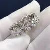 925 Sterling Silver Drop Shaped Cut Row Diamond Platinu Moissanite Engagement Wedding Band Rings For Women Gift192Q5502958